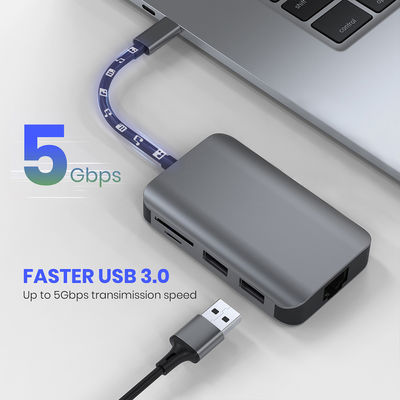 Plastic 4 Port USB 3.0 Hub Driver , USB Type C Hub With Ethernet Adapter